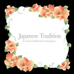日本的な花の飾り枠,