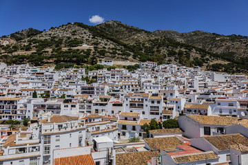 Beautiful aerial view of Mijas - Spanish hill town overlooking the Costa del Sol, not far from...