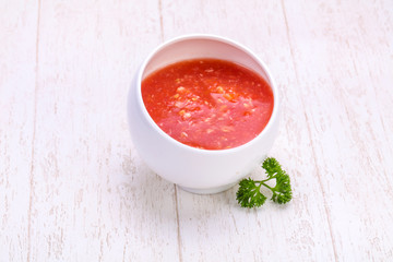 Horseradish sauce in the bowl