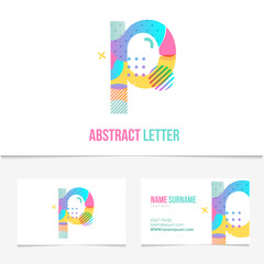 Creative abstract Letter p design vector template on The Business Card Template. Abstract Colorful Alphabet .Friendly funny ABC Typeface. Type Characters.EPS10