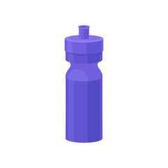 Bright blue plastic reusable water bottle, drink bottle for fitness, protein shaker vector Illustration on a white background