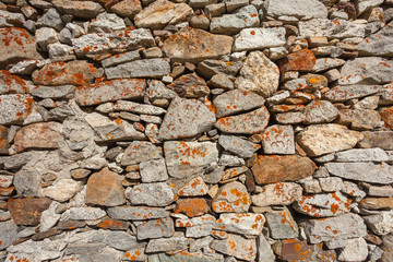 a wall built up with stones