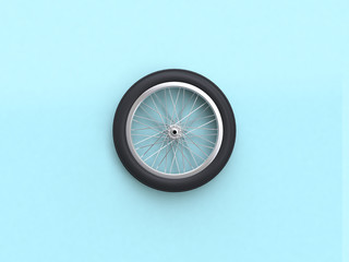 Obraz na płótnie Canvas 3d rendering blue flat lay scene bike wheel