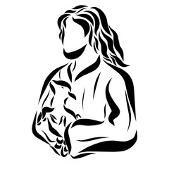 Good Shepherd Jesus holds a lamb in his arms