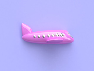 pink airplane cartoon style 3d rendering