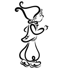 Funny child in a suit of an elf or a gnome