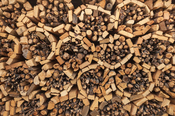perfectly stacked pine firewood as background