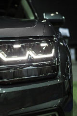 headlight of black modern car with led and xenon optics