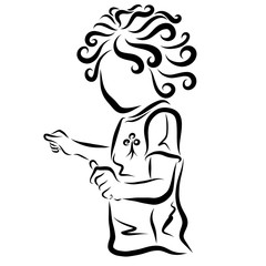 Active curly child, a tree on a shirt