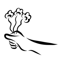 Three flowers in hand, a romantic gift