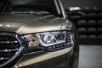 Obraz na płótnie Canvas headlight of modern car with led and xenon optics