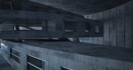 Obraz premium Abstract white and concrete parametric interior with window. 3D illustration and rendering.