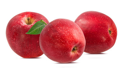 Fresh red apple isolated on white background with clipping path