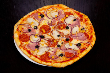 Delicious meat pie pizza