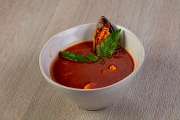 Tomato seafood soup