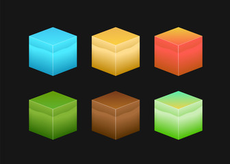 Obraz premium Isometric 3D cube textures vector set for computer games