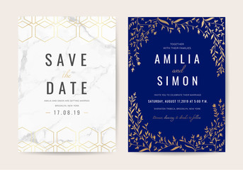 Vintage Luxury Wedding invitation card vector design collection 