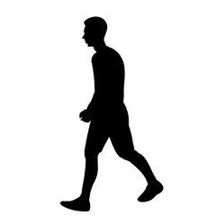 vector, isolated, silhouette man, boy is walking