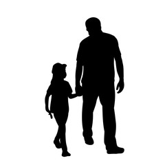 silhouette of dad and baby are going