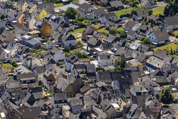 aerial of village Bremm at the Moselle river