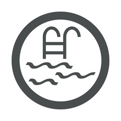 Icono plano escalera de piscina en circulo color gris