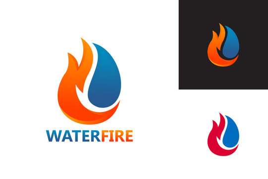 Water Fire Logo Template Design Vector, Emblem, Design Concept, Creative Symbol, Icon