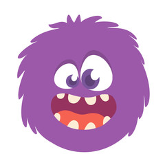Happy cartoon monster smiling. Vector  illustration