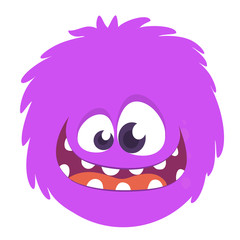 Happy cartoon monster head smiling. Vector  illustration