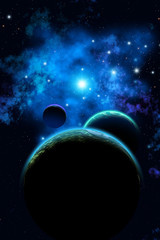 Fototapeta premium alien planetary system, 3d illustration