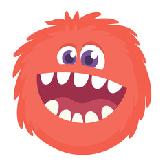 Naklejka premium Happy cartoon monster head smiling. Vector illustration