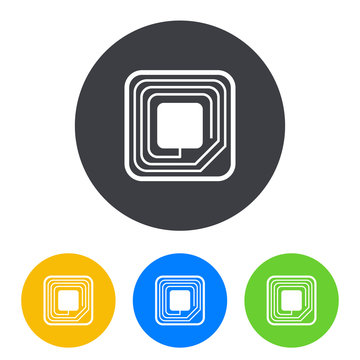 Icono plano etiqueta RFID en circulo varios colores