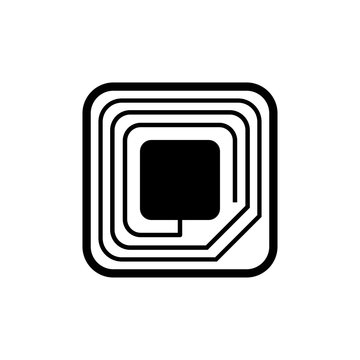 Icono plano etiqueta RFID en color negro