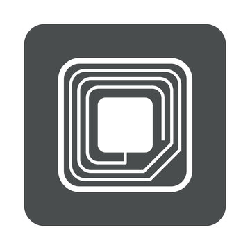 Icono plano etiqueta RFID en cuadrado gris