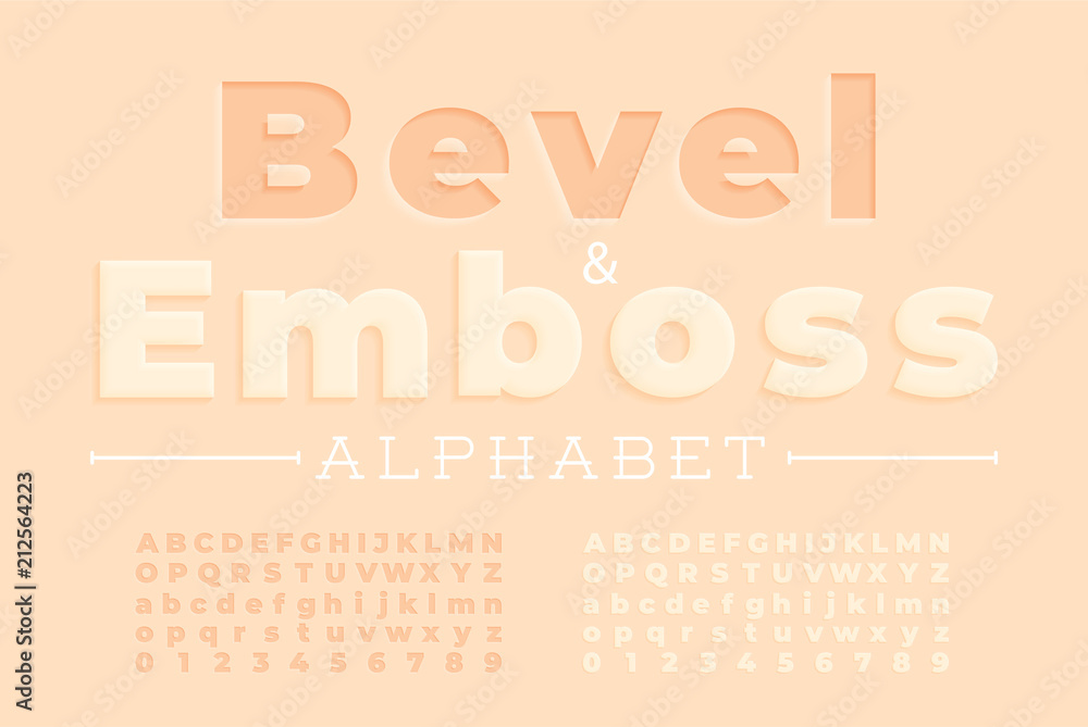 Wall mural Embossed font and alphabet.