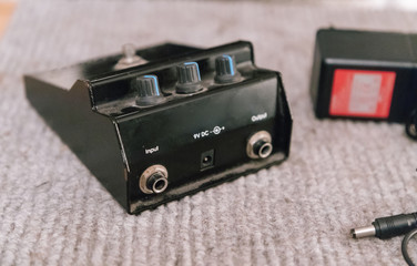 Fototapeta premium Guitar effects pedal from behind