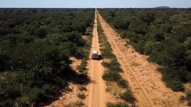 car driving from Kasane to Okavango, Botswana