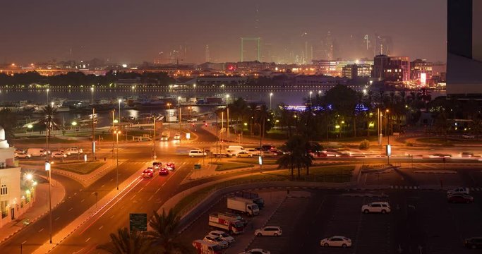 dubai creek deira sun set 4k time lapse UAE