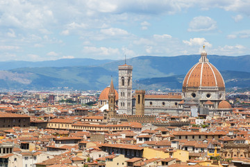 Fototapeta na wymiar Panorama of Florence and Saint Mary of the Flower in Florence.