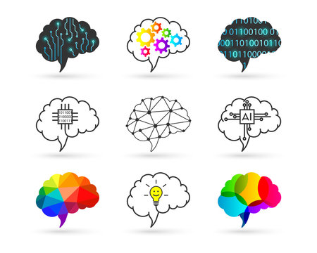 Brain concept. Set made of various design and style.