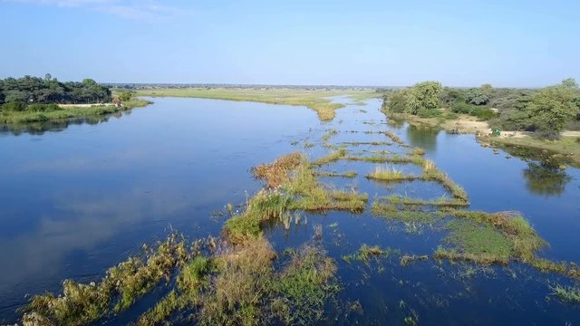 Okavango delta river on Namibia and Angola border