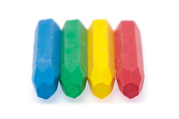 Colorful chalk isolated on white background.