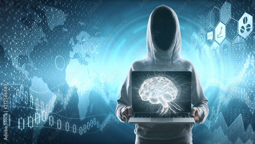Poster no face hacker and global net