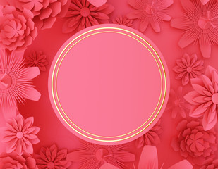 Round red floral background