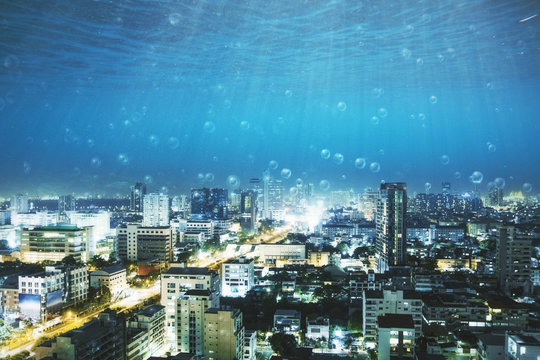 Underwater View On City