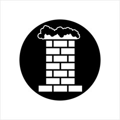Brick Chimney Icon Design With Snow And Smoke