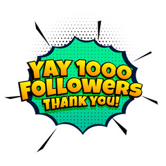 1000 follower success template in comic style