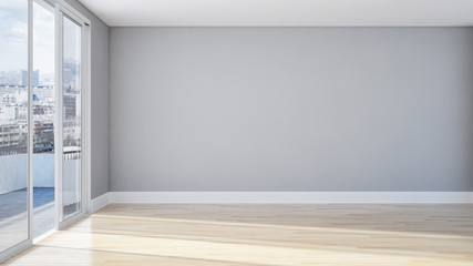 Modern interior apartment with air conditioning and remote control 3D rendering illustration