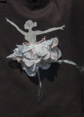 Textile ballerina on a dark fabric. 
