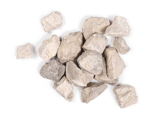 Rock pile isolated on white background and texture, top view