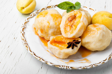 Fruit dumplings with apricot